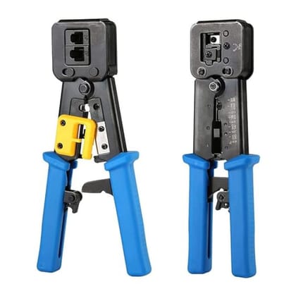 RJ45 Pass-Through Crimping Tool | Ethernet Crimper for Cat5e Cat6 Cat6a | 8P8C Network Cable Crimper with Built-in Cutter & Stripper | RJ11 RJ12 Modular Crimp Tool | Professional Network Termination Kit