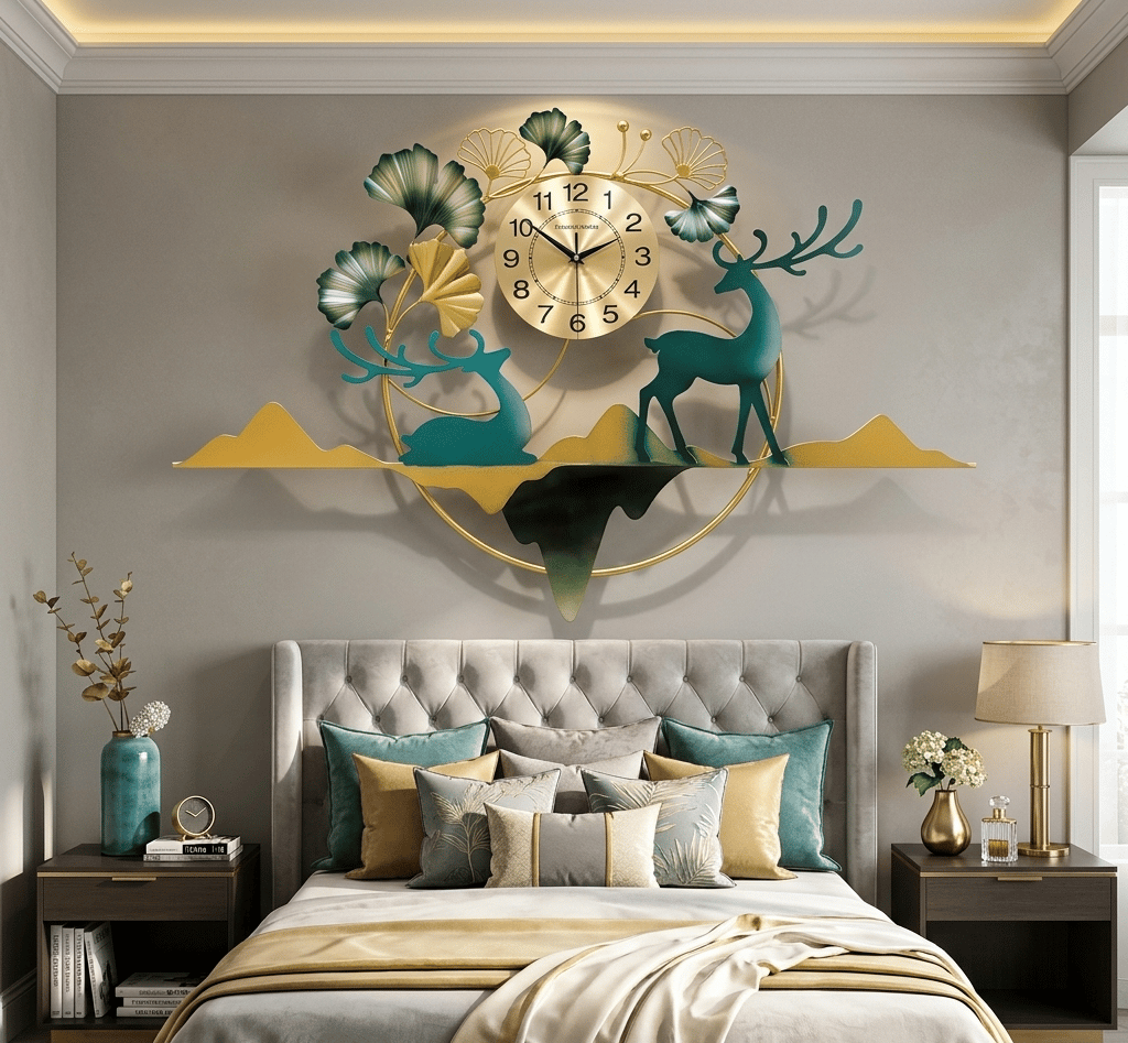 Royal Deer Wall Art Clock – Modern Luxury Home Decor Statement Piece
