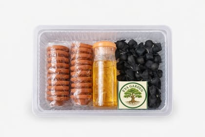 Shani Dev Diya (18 Pcs) with Sesame Oil, Black Cloth Wick Pouches & Matchbox