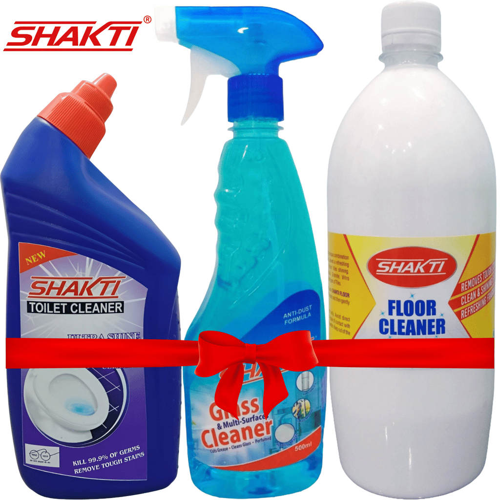 Shakti Floor Cleaner 1 Ltr, Glass Cleaner 500 Ml & Toilet Cleaner 500 Ml Combo Pack
