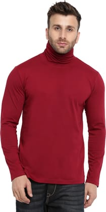 Gritstones Maroon Full Sleeves High Neck T-Shirt
