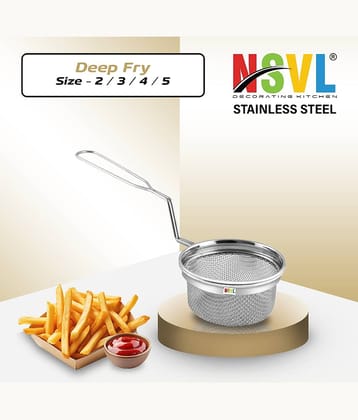 NSVL Silver Steel Deep Frying Basket ( Pack of 1 )