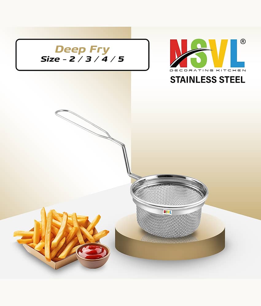 NSVL Silver Steel Deep Frying Basket ( Pack of 1 )