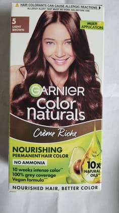 Garnier Color Naturals Creme riche Nourishing Permanent hair color No ammonia 5 light brown 70ml+60g