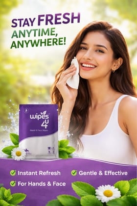 Wipes4u Individually Packed Face and Hand Wet Wipes Lavender ( 100 Wipes)