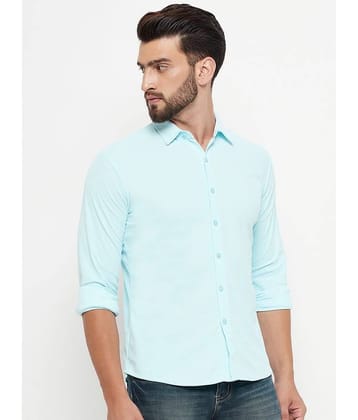renuovo Cotton Blend Regular Fit Solids Full Sleeves Men's Casual Shirt - Blue ( Pack of 1 )
