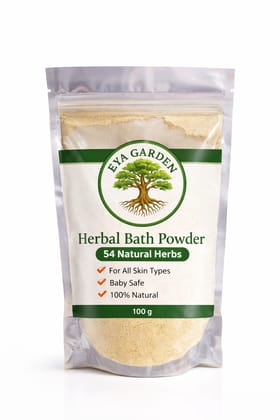 Herbal Bath Powder – 54 Natural Herbs | 100g | For All Skin Types | Baby Safe | EYA GARDEN Herbal Bath Powder – 54 Natural Herbs | 100g | For All Skin Types | Baby Safe | EYA GARDEN