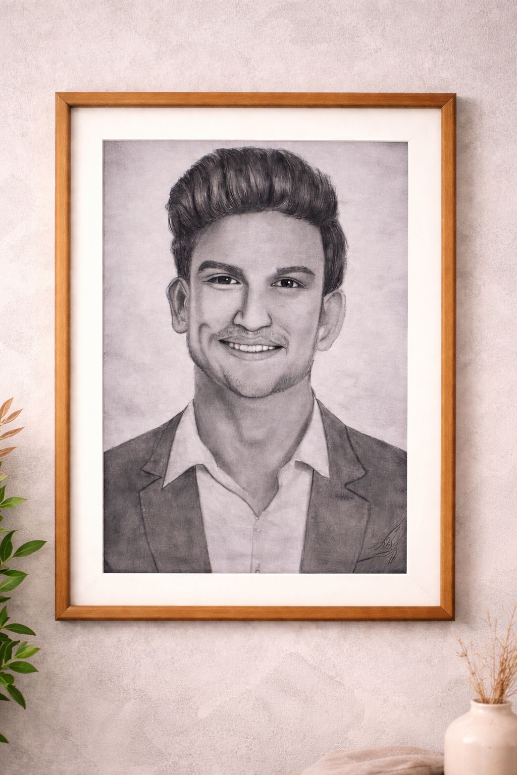 Charming Charcoal Portrait of a Smiling Man