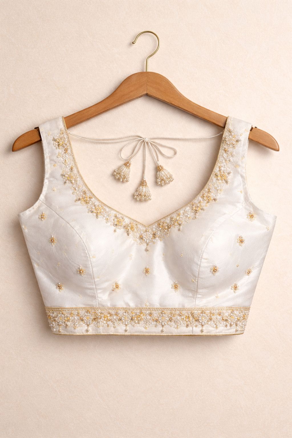 Ivory Elegance Hand-Embroidered Bridal Blouse
