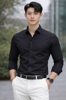 Men's Premium Black Full Sleeve Formal Regular Fit Shirt