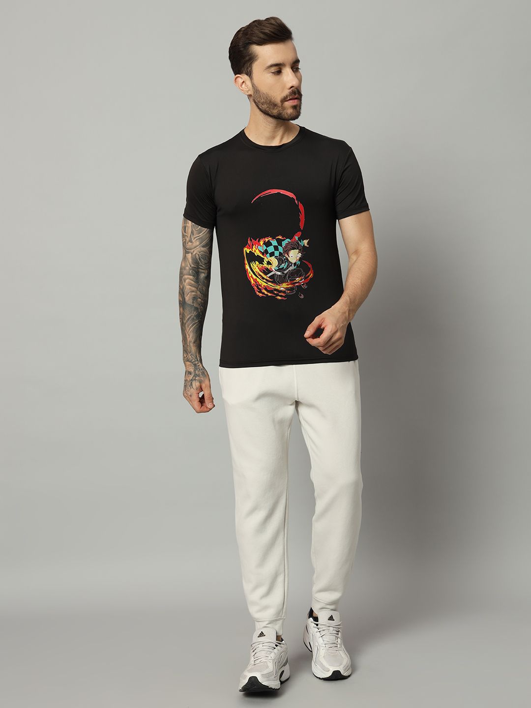 Savvy X Wear Men's Solid Round Neck Performance blackT-Shirt
