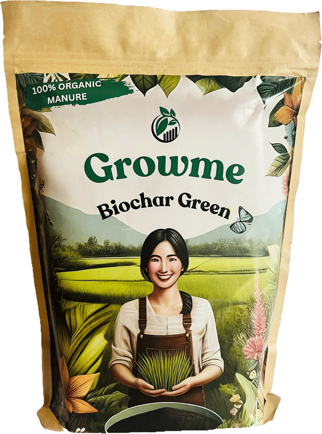 Ecotrails Growme Biochar Green- Organic Manure for Plants, Gardens and Farms- 2kgs Pack of 2
