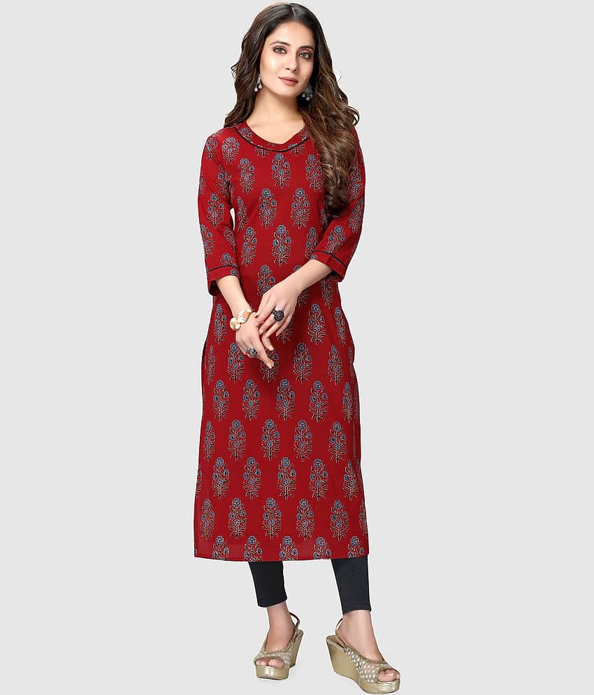 Rajnandini - Maroon 100% Cotton Women's Straight Kurti ( Pack of 1 )