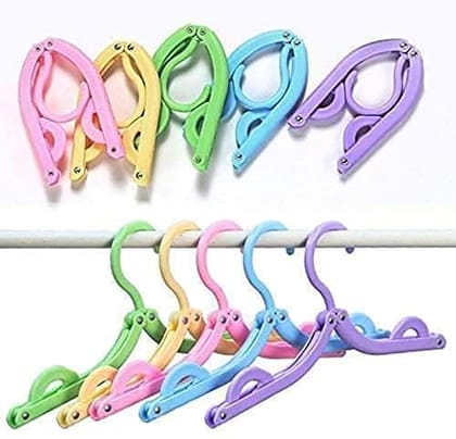 Travel Curry – Portable Folding Clothes Hanger Set | Foldable Non-Slip Hangers for Wardrobe, Travel & Outdoor Drying | Space-Saving Multifunctional Adult & Child Hangers – Pack of 5