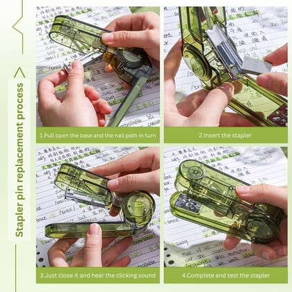 360° Rotating Transparent Stapler | Multi-Angle Adjustable Book Binding Stapler | Heavy Duty Office & School Stapler with 400 Free Pins