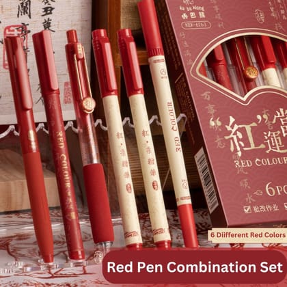 Red Colour Pen Set Pack of 6 | Smooth Writing Red Ink Pens | Premium School & Office Marking Pens for Teachers, Students, Checking & Daily Use