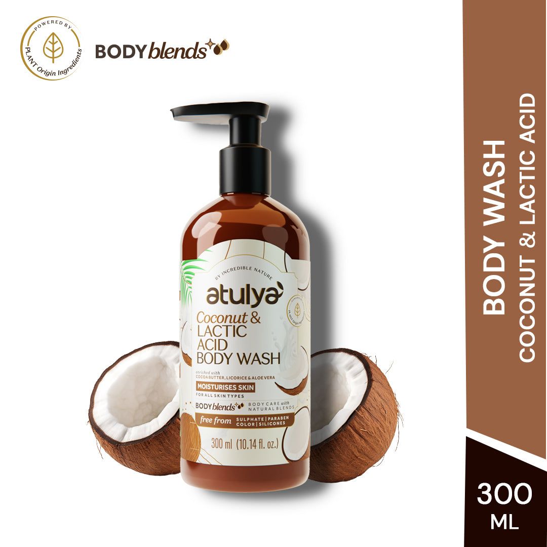 Atulya Coconut & Lactic Acid Body Wash | Moisturises Skin | Suitable for All Skin Types - 300ml