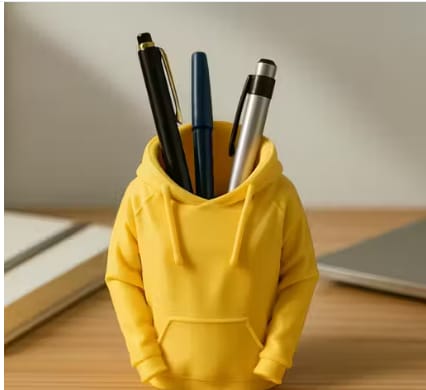 Yellow Hoodie Shape Desk Organizer Pen Holder