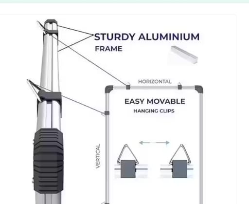 Double-Sided Educational Writing Board with Aluminium Frame 60x30cm