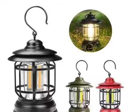 LED Camping Lantern, Rechargeable Retro Metal Camp Light 6 hrs Lantern Emergency Light (Multicolor)