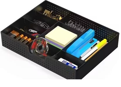 Drawer Organizer with 9 Adjustable Compartments for Home & Office (Black)