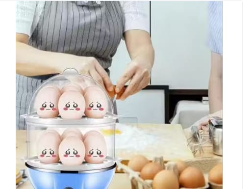 Electric Egg Boiler and Omelette Maker | 2-Layer Egg Cooker | Portable Egg and Milk Boiler | 14 Egg Capacity | Automatic Off