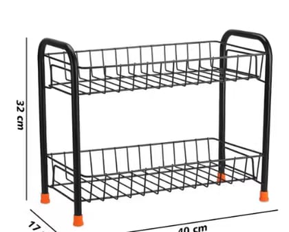 Stella Collections Multipurpose Storage Organizer Mild Steel 2 Layer Storage Organizer Rack for Kitchen Standing Rack Shelf Storage Holder Kitchen Rack/Spice Shelf/Kitchen Racks/Pantry Storage Organizer/Spice Rack Set for Kitchen