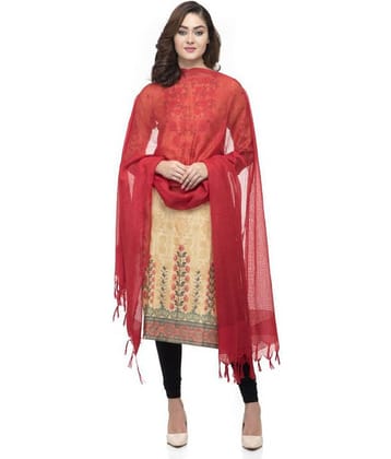 A R Silk Red Cotton Self Dupatta