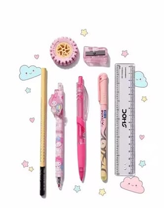 Pencil Box Kit for Kids – Cartoon Multipurpose Stationery Organizer Case (Pink)