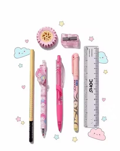 Pencil Box Kit for Kids – Cartoon Multipurpose Stationery Organizer Case (Pink)