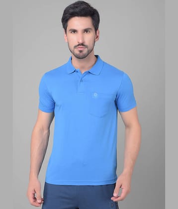 Dollar Cotton Blend Regular Fit Solid Half Sleeves Men's Polo T Shirt - Blue ( Pack of 1 )
