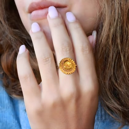 Elegant Floral Medallion Gold-Tone Ring
