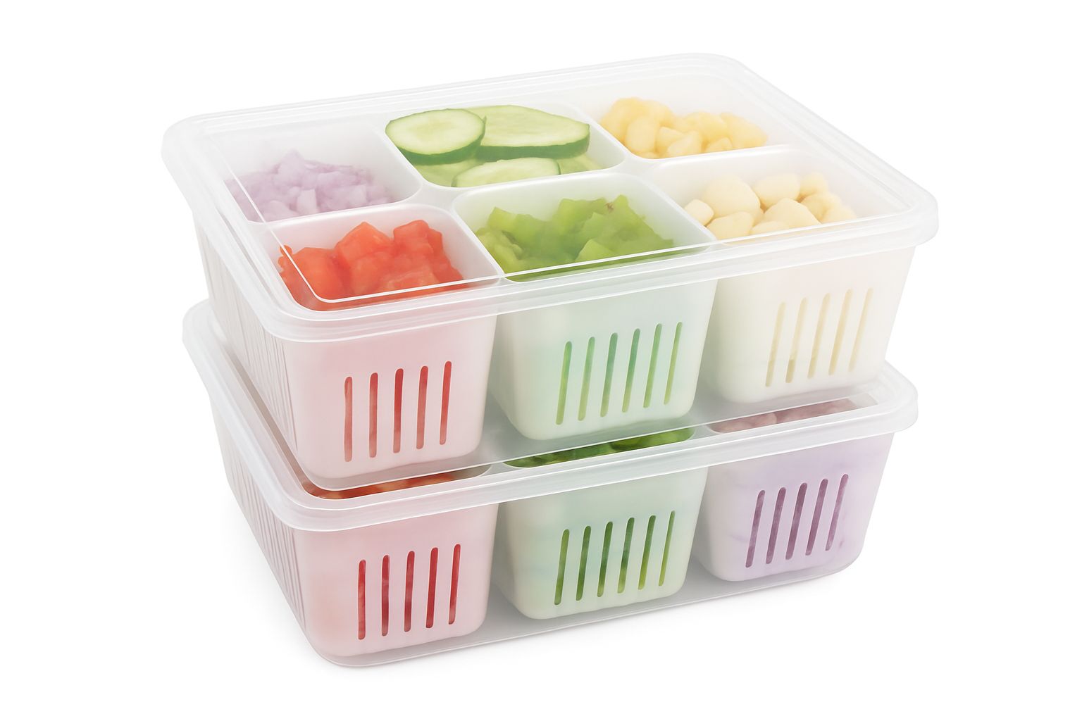 6-Compartment Multi-Purpose Food Storage Container Set of 2