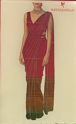 NVDHSS033- LIGHT PINK AND GREEN MEICHERY DOBBY SILK SAREE