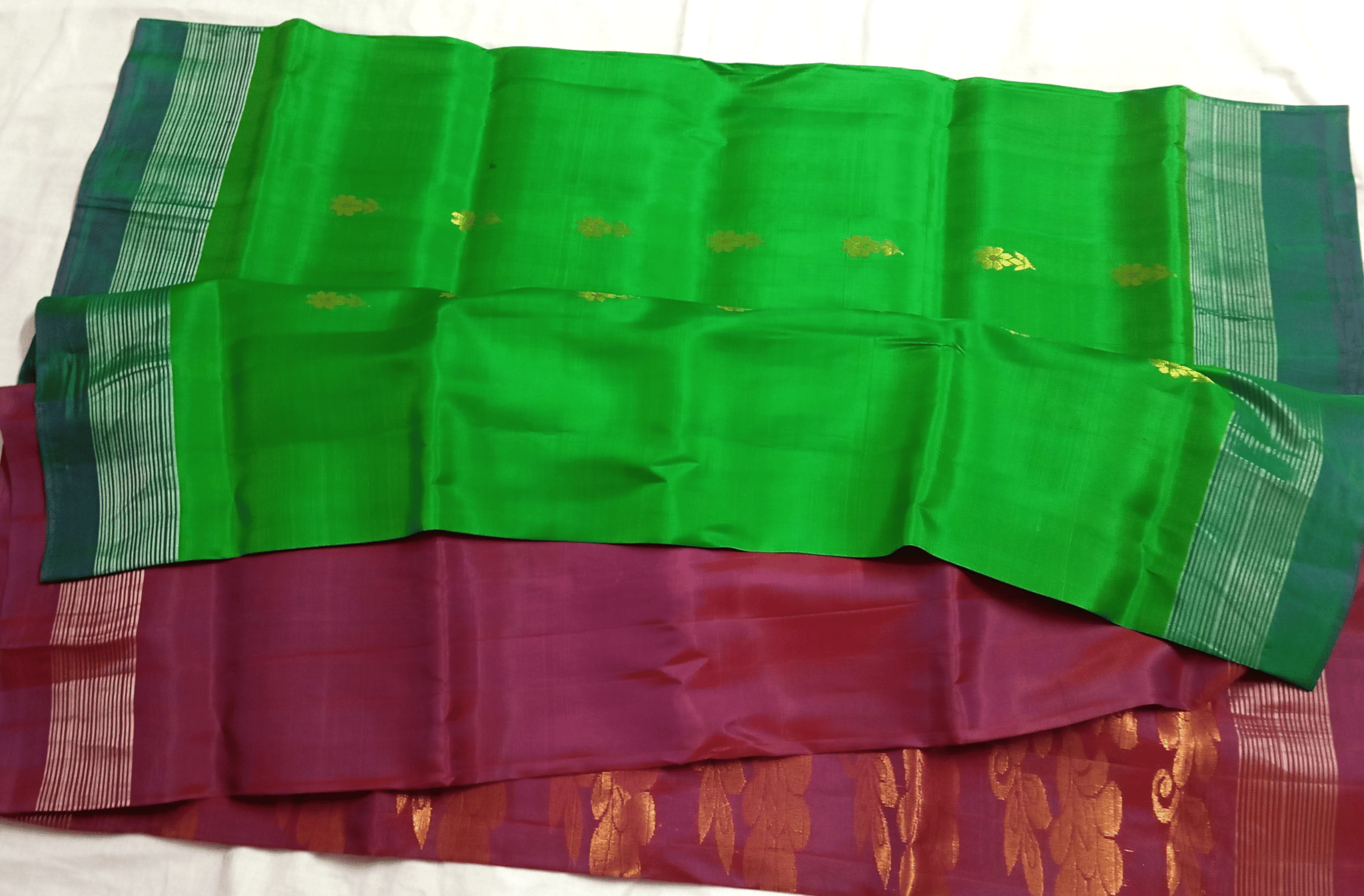 PKS-06 Parrot green-violet soft silk saree