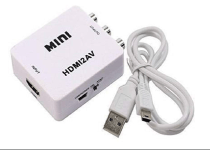 RCA to HDMI Converter, AV to HDMI Adapter 1080P Mini RCA Composite CVBS Video Audio Converter Adapter 