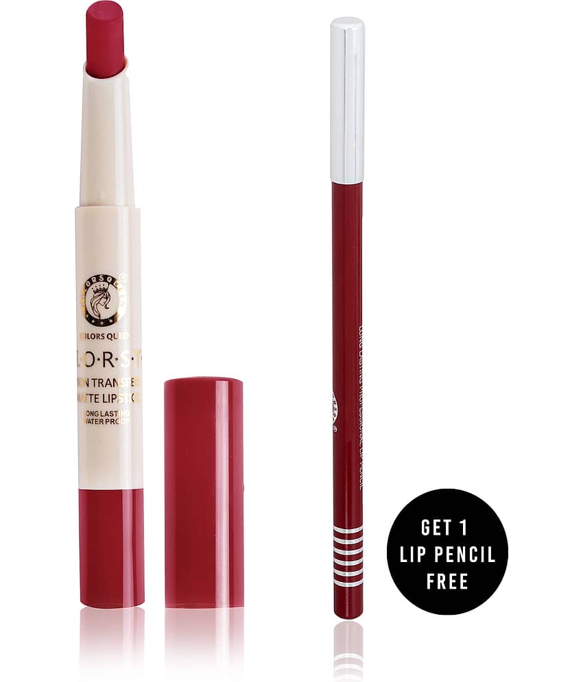 Colors Queen Kiss Proof Matte Lipstick Indian Red Pack of 2 2.1 g