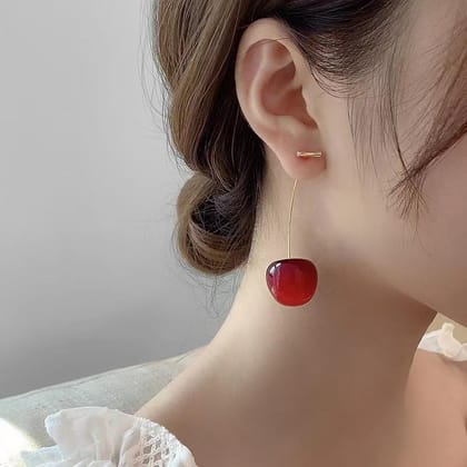 Red Cherry Earrings Fashionable Design Cute Fruit Earrings for Girls Women