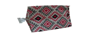 Geometric Print Jute Tote Handbag with Zipper