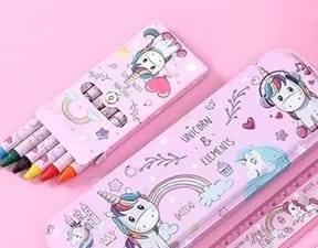 Unicorn Stationery Kit for Kids – Pencil, Eraser, Ruler Set (Cute Gift Combo)