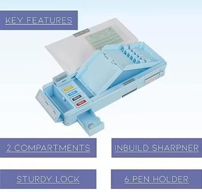 Multifunctional Space Password Lock Double-Sided Pencil Box – Astronaut Theme Compass Box for Kids