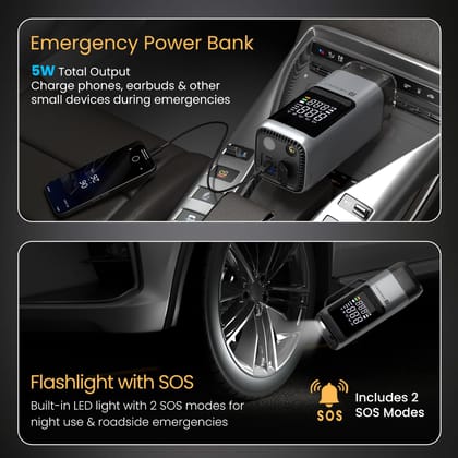 Portronics Vayu Cop 6-in-1 Rechargeable BLDC Car Emergency Kit