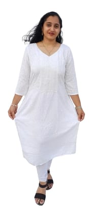Mom And Me Rayon Chikankari Kurta (2XL) | Intricate Embroidery | Ethnic Casual