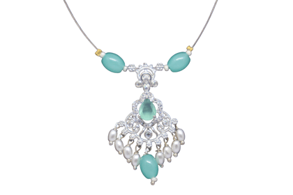 Elegant Turquoise Bead & Pearl Statement Pendant Necklace