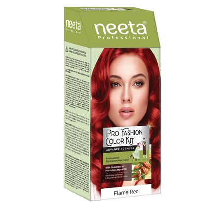 Neeta Professional Pro Fashion Color Kit Flame Red 100g, Permanent Hair Color, Creme Hair Colour for Women & Men