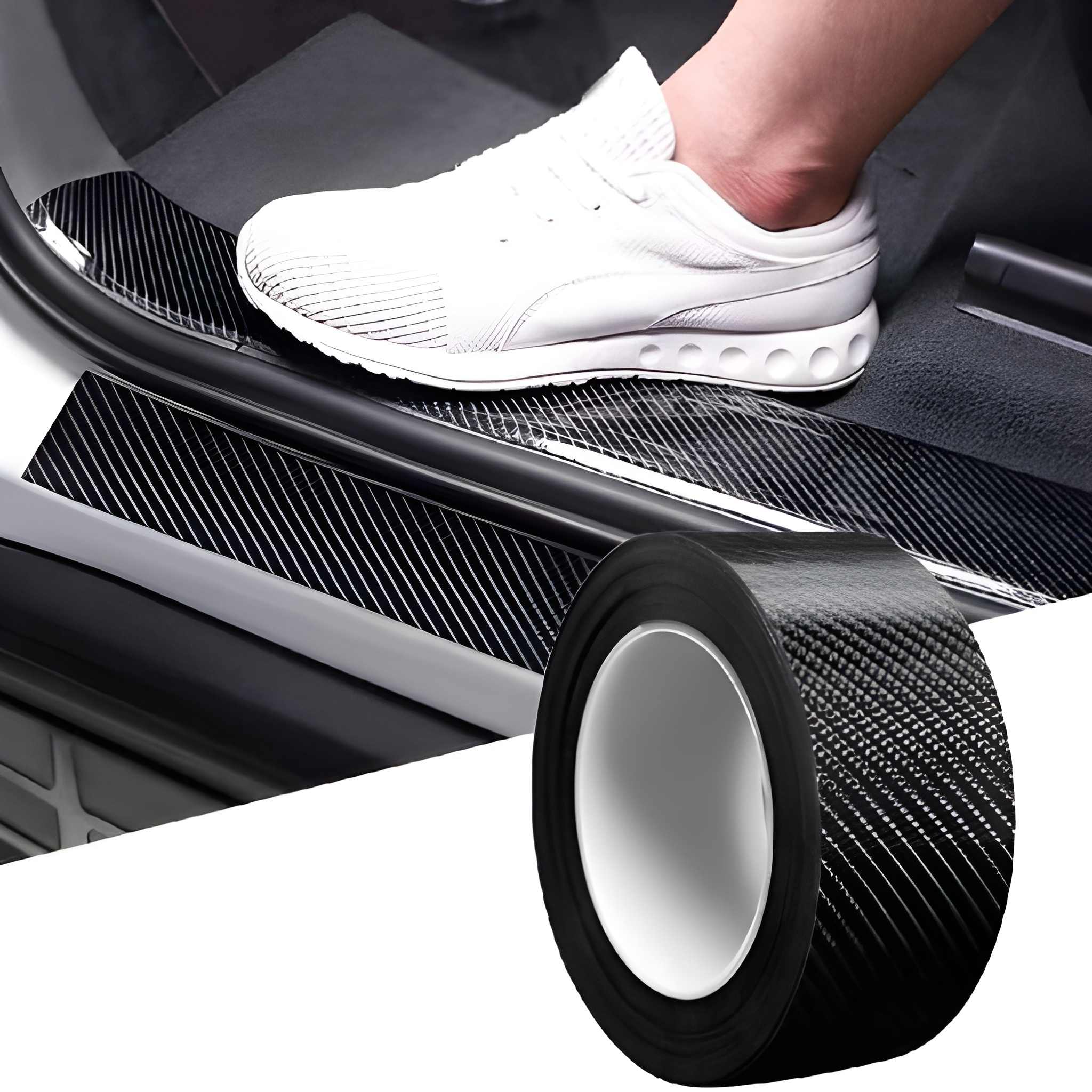 Heavy Duty Carbon Fibre High Gloss Anti-Scratch Black Paint Protection Film Tape | Self-Adhesive Carbon Fibre Wrap for Car Protection & Decoration (Original Quality)