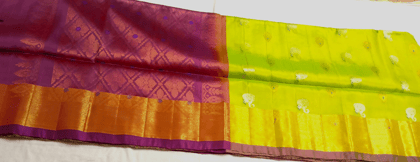 PKS-02 Green-Violet soft silk saree