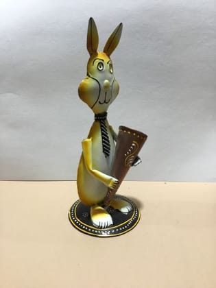 Decorative Metal Rabbit Figurine with Megaphone