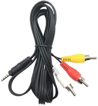 TV-out Cable 3.5Mm Aux Jack To 3 RCA Male Cable Audio Video Male  (Black, For DVD, 1.5 m)