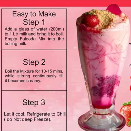 Brew Lab Strawberry Flavored Falooda | Instant Falooda Mix | Easy to Prepare| Ready to Eat 100 g